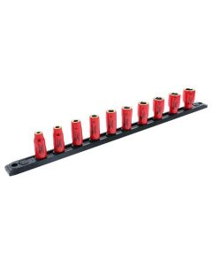 WIH31393 image(1) - Wiha Tools 1/4" Square Drive Socket Set on rail Includes Insul. Sockets 5, 6, 7, 8, 9, 10, 11,12, 13, 14mm