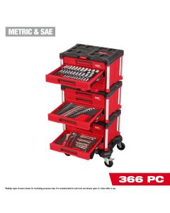 MLW48-22-9495 image(0) - Milwaukee Tool 366 Piece Master Mechanics Hand Tool Set with PACKOUT Drawers and Dolly