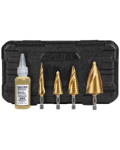 KLE25950 image(0) - Klein Tools Step Bit Kit, Spiral Double-Fluted, VACO, 4-Piece