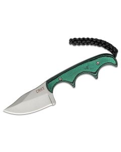 CRK2387 image(0) - CRKT (Columbia River Knife) Minimalist Bowie 5Cr15MoV Bead Blast Plain Blade Fixed Blade Knife with Sheath Micarta Handle - Green/Black