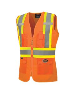 Pioneer Women's Custom Fit Hi-Vis Mesh Back Safety Vest  - Color:  Hi-Vis Orange  - Size: L