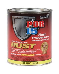 POI45404 image(0) - POR-15 INC 45404 High Performance Rust Preventive Permanent Coating, 1 qt, Semi-Gloss Black, 96 sq-ft Coverage