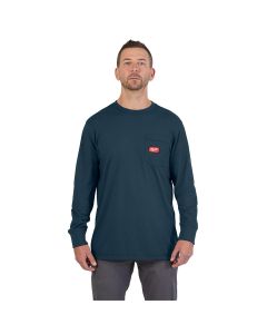 MLW606BL-S image(2) - Milwaukee Tool GRIDIRON Pocket T-Shirt - Long Sleeve Blue S