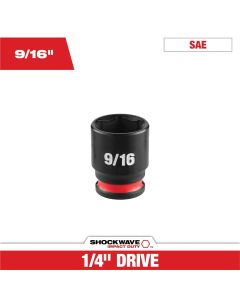 MLW49-66-6009 image(0) - Milwaukee Tool SHOCKWAVE&trade; Impact Duty 1/4" Drive 9/16" Standard 6 Point Socket