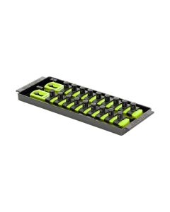 ERN8562HV image(0) - Ernst Mfg. 2 Rail Universal Twist Lock Socket Tray 8", HI-VIZ, with 18) 3/8" Socket Clips
