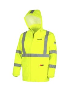 Oberon  Safety Jacket - FR/Arc-Rated - PU/Cotton - Hi-Viz Yellow - Size: Extra Small
