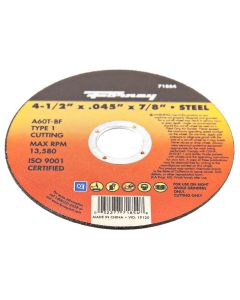 Forney Industries Cut-Off Wheel, Metal, Type 1, 4-1/2 in x .045 in x 7/8 in