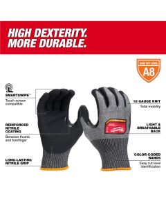 MLW48-73-7020 image(1) - Milwaukee Tool Cut Level 8 High-Dexterity Coated Nitrile Dipped Gloves - S