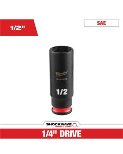 MLW49-66-6019 image(0) - Milwaukee Tool SHOCKWAVE&trade; Impact Duty 1/4" Drive 1/2" Deep 6 Point Socket