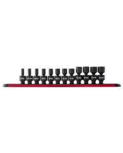 SUN1814 image(1) - SUNEX SOCKET SET IMPACT 1/4IN. DRIVE 12 PC UNIV METRIC