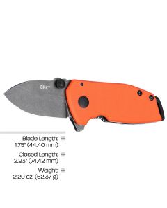 CRK2486 image(2) - CRKT (Columbia River Knife) Squid Compact D2 Stonewash Plain Blade Assisted Folding Knife with Frame Lock G10 Handle - Orange