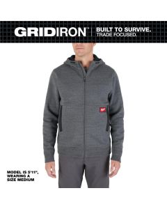 MLWM250G-2X image(0) - Milwaukee Tool GRIDIRON Full-Zip Hoodie- Gray- 2X