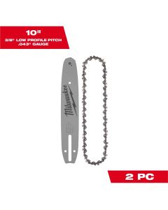 MLW49-16-2849 image(0) - Milwaukee Tool 10" 3/8" LOW PROFILE&trade; Pitch, .043" Gauge Saw Chain and Guide Bar Set
