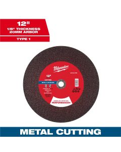 MLW49-94-0158 image(0) - Milwaukee Tool 12" x 1/8" x 20mm Performance+ Metal Cut Off Wheel - Type 1