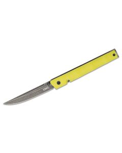 CRK7096YGK image(0) - CRKT (Columbia River Knife) CEO 8Cr13MoV Stonewash Plain Blade Folding Knife with Liner Lock Glass-Reinforced Nylon Handle - Yellow