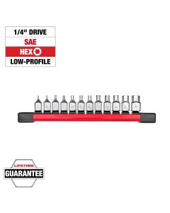 MLW48-22-9544 image(0) - Milwaukee Tool 1/4 Inch Drive Low-Profile Hex Bit Socket Set - SAE - 12 Piece