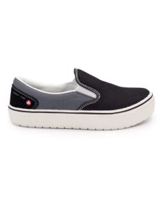 AIRWALK VENICE - Mens Canvas Slip On - CT|EH|SF|SR - Black / Castle Rock - Size: 7 - 2E - (Extra Wide)