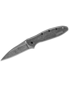 KER1660BLKW image(2) - Kershaw Leek Assisted Open Frame Lock Drop Point Blade EDC Folding Pocket Knife with BlackWash Finish - Blackwash