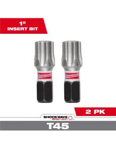 MLW48-32-4991 image(0) - Milwaukee Tool SHOCKWAVE Impact Duty 1 Inch T45 Insert Bits 2Pk