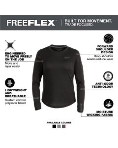 MLWF552B-M image(1) - Milwaukee Tool Womens FREEFLEX Hybrid Tee - Long Sleeve Black M