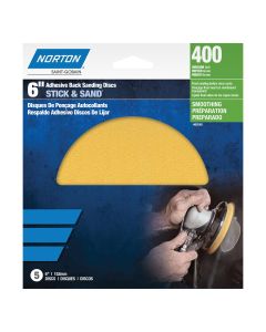 Norton 00346 A290 Series Stick and Sand Disc, 6 in, P320 Grit, Aluminum Oxide, PSA Attachment