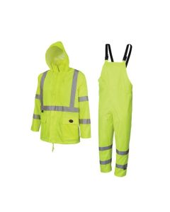 Pioneer 150D Oxford Poly/PVC Waterproof Rainsuit  - Color:  Hi-Viz Yellow/Green  - Size: XL