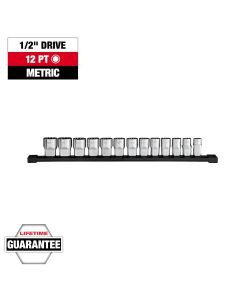 MLW48-22-9522 image(0) - Milwaukee Tool 13pc 1/2 inch Drive 12-Point Metric Socket Set