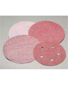NOR70020 image(0) - Carborundum Abrasives Carbo Premier Red 70020 Dri-Lube Grip-On Sanding Disc, 3 in, P180 Grit, Aluminum Oxide
