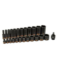 KDT84919H image(0) - GEARWRENCH 25 Piece 3/8" Drive 6 Point SAE Hi-Viz Standard & Deep Impact Socket Set