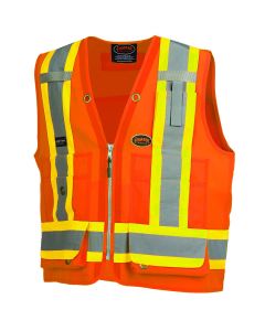 Pioneer Pioneer - Woven 150D Multi-Pocket Surveyor Vest - Hi-Vis Orange - Size XL