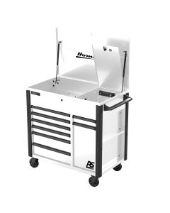 HOMWH06044080 image(0) - Homak Manufacturing 44 in RS Pro 8 Drawer Flip Top Power Service Cart- White