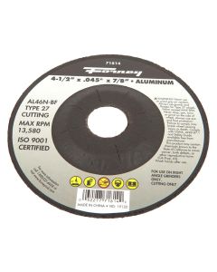 Forney Industries Cut-Off Wheel, Aluminum, Type 27, 4-1/2 in x .045 in x 7/8 in