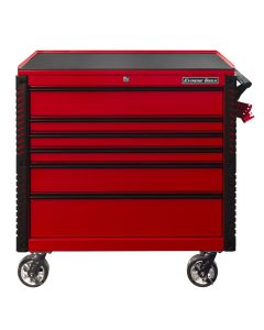 EXTEX4106TCRDBK image(2) - Extreme Tools EX Professional Series 41 Inch 6 Drawer Open Top Tool Cart with PVC-coated work surface - Red with Black Drawer Pulls