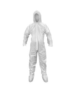 S.A.S. Survivair  6974 General Purpose Hooded/Booted Coverall, X-Large, Polypropylene, White, Concealed Zipper
