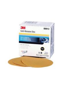 MMM0913 image(0) - 3M 00913 216U Series Abrasive Disc, 3 in Dia, P400 Grit, Hook and Loop, Gold