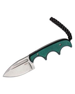 CRK2396 image(0) - CRKT (Columbia River Knife) Minimalist Spear Point 8Cr13MoV Stonewash Plain Blade Fixed Blade Knife with Sheath Micarta Handle - Green/Black