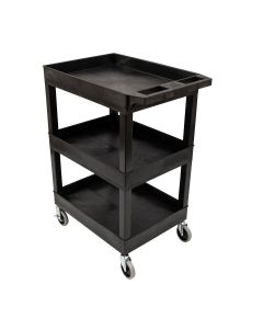 Luxor Plastic Utility Cart w/ HD Casters, 24" x 18", Black