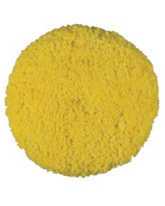 PES890142 image(0) - Presta 890142 Single Sided Medium Cutting Pad, 9 in Dia, Hook and Loop Attachment, Blended Wool Pad, Yellow