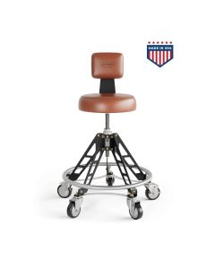 VYPESM-BR-B-EZ image(0) - Vyper Industrial 400 lb Capacity Elevated Steel Max Ez-Lift Shop Chair - Brown/Black