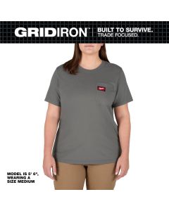 MLWF451G-L image(1) - Milwaukee Tool Women's GRIDIRON Pocket T-Shirt - Short Sleeve -  Gray -  L