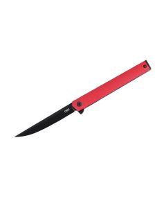 CRKT (Columbia River Knife) CEO AUS 8 EDP Plain Blade Folding Knife with Liner Lock Glass-Reinforced Nylon Handle - Black/Red