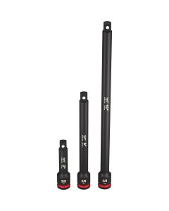 MLW49-66-6714 image(2) - Milwaukee Tool 3PC SHOCKWAVE Impact Duty  3/8" Drive Extension Set