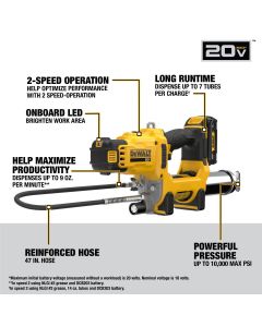 DWTDCGG581GD1 image(4) - DeWalt 20V MAX 2-Speed Grease Gun Kit