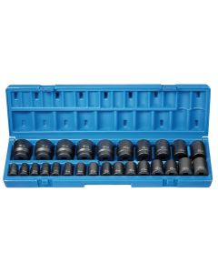 GRE1726M image(1) - Grey Pneumatic 26 PC 1/2" DR 12 POINT STANDARD LENGTH METRIC SET
