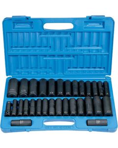 Grey Pneumatic 1/2" Drive 30 Piece SAE & Metric Deep Set