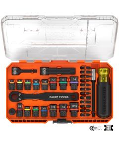 KLE65302KNECT image(2) - Klein Tools KNECT Pass-Through and Impact Socket Set, SAE and Metric, 33-Piece