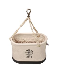 KLE5146 image(0) - Klein Tools Tool Bag, Leather All-Purpose Pouch with Belt Straps, 9 x 3 x 8-Inch