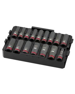 Milwaukee Tool SHOCKWAVE Impact Duty Socket 1/2&rdquo; Dr 16PC MM TRAY Set