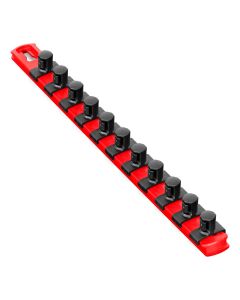 ERN8416 image(0) - Ernst Mfg. 13&rdquo; Socket Organizer with 11 Twist Lock Clips - Red - 1/2&rdquo;