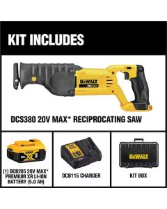 DWTDCS380P1 image(2) - DeWalt 20V MAX* Cordless Reciprocating Saw Kit